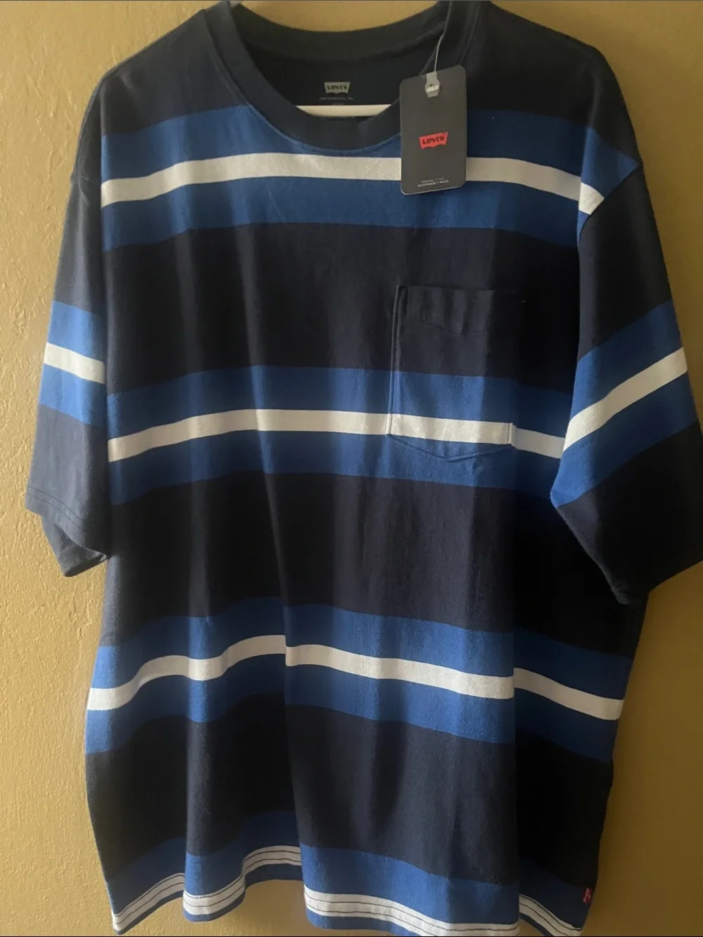 Levi's Men's Navy, Blue & White Striped Pocket Tee